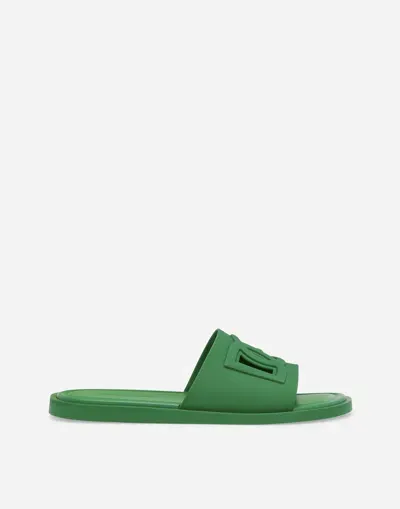 Dolce & Gabbana Slide Beachwear In Gomma In Verde