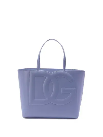 Dolce & Gabbana Small `dg` Logo Shopper In Blue