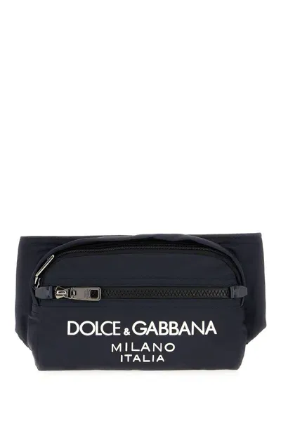 Dolce & Gabbana Small Fabric Pouch In Blue