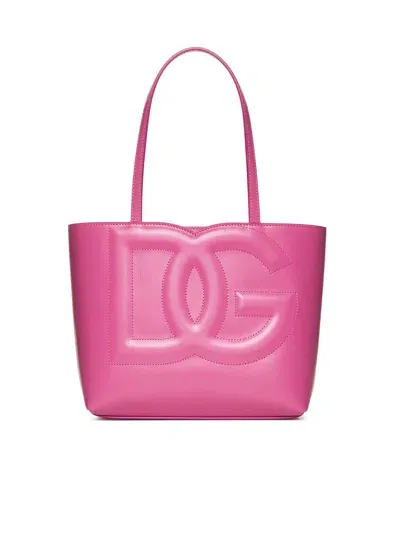 Dolce & Gabbana Small Logo Shopping Bag In Purple