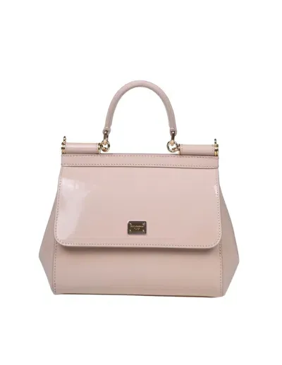 Dolce & Gabbana Small Sicily Bag In Polished Calfskin In Powder