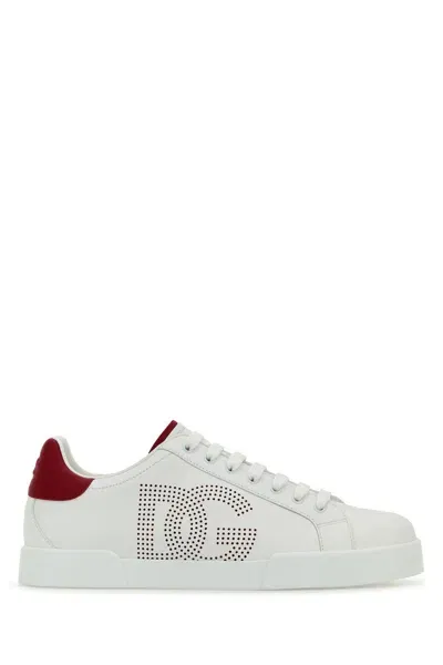 Dolce & Gabbana White Nappa Leather Portofino Sneakers