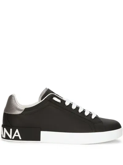 Dolce & Gabbana Logo Insert Leather Sneakers In Multicolor