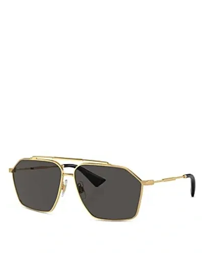 Dolce & Gabbana Stefano Story Aviator Sunglasses, 61mm In Gold/gray Solid