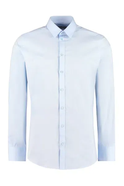 Dolce & Gabbana Stretch Poplin Shirt In Blue