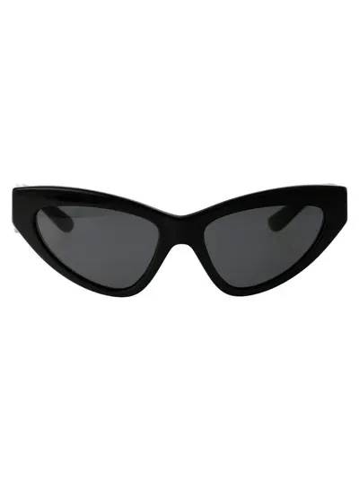 Dolce & Gabbana Logo-lettering Cat-eye Sunglasses In Black