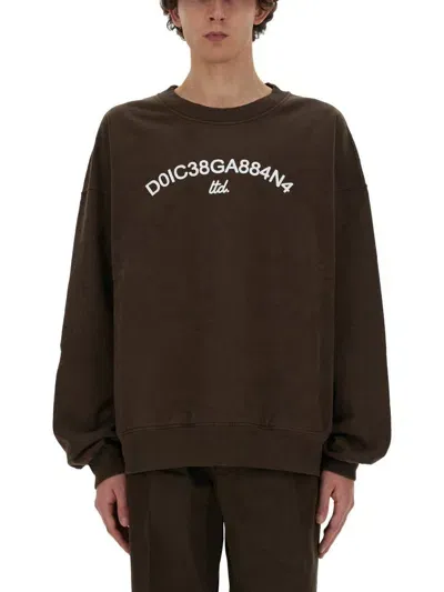 Dolce & Gabbana Sweatshirt With Logo In Brown