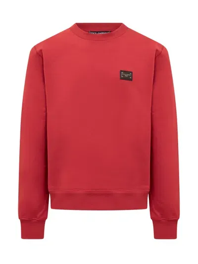 Dolce & Gabbana Dg Essentials Jersey Sweatshirt In Red