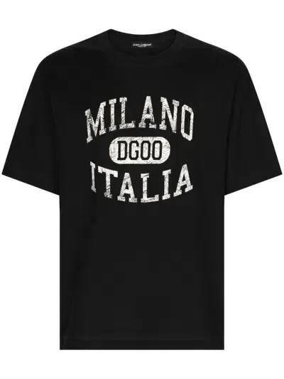 Dolce & Gabbana Dg Logo-print Cotton T-shirt In ブラック