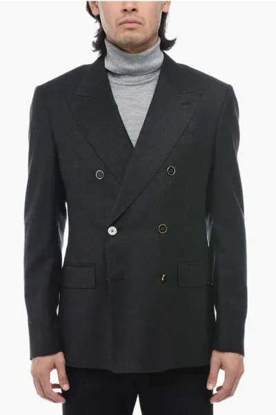 Dolce & Gabbana Tailored Wool Double-breasted Blazer With Peak Lapel In Black