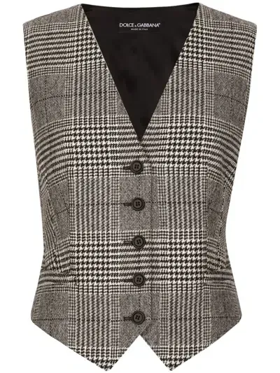 Dolce & Gabbana Tartan Waistcoat In Grey