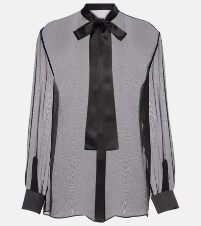 Dolce & Gabbana Tie-neck Silk Blouse In Black