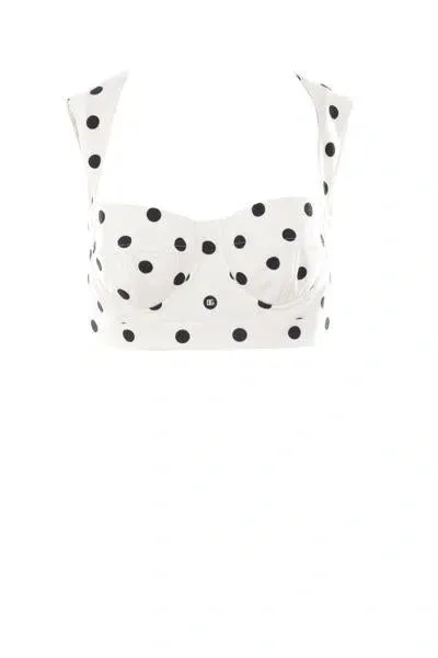 Dolce & Gabbana Top In White Polka Dots