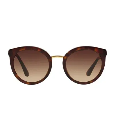 Dolce & Gabbana Tortoiseshell Round Sunglasses In Brown