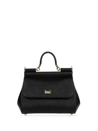 Dolce & Gabbana Leather Tote Bag In Black