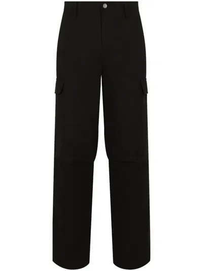 Dolce & Gabbana Straight-leg Cotton Cargo Trousers In Black