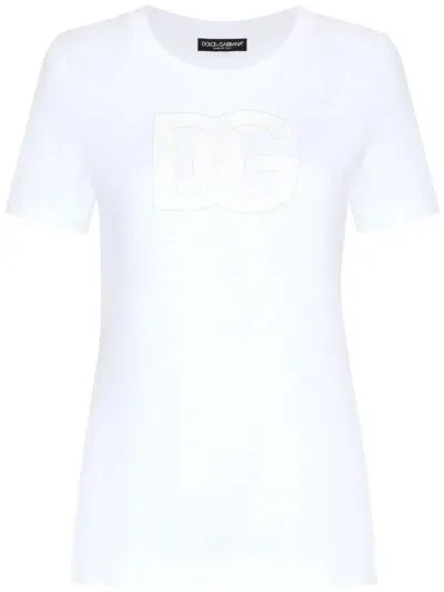 Dolce & Gabbana Logo-patch Cotton T-shirt In White