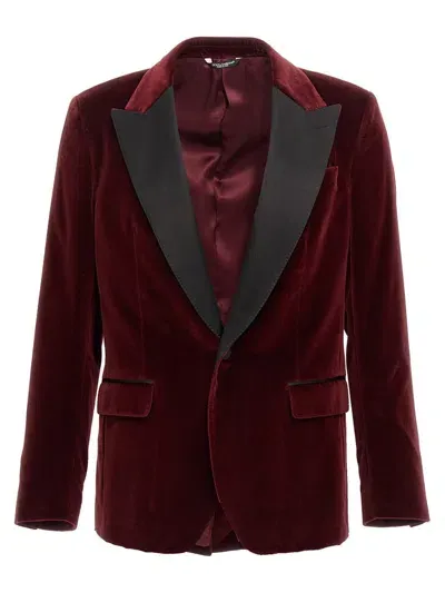 Dolce & Gabbana Tuxedo Blazer Bordeaux In Maroon