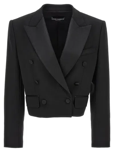 Dolce & Gabbana Tuxedo Short Blazer In Black