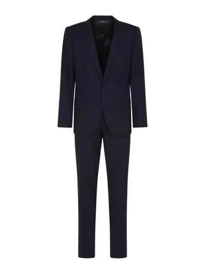 Dolce & Gabbana Martini Virgin Wool Two Piece Suit In Blue