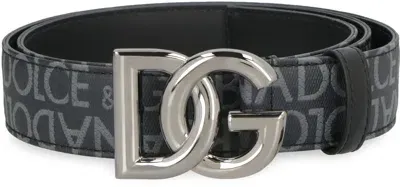 Dolce & Gabbana Two-tone Leather Belt In Black