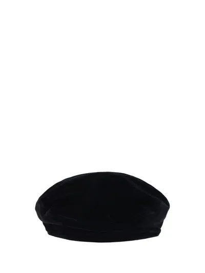 Dolce & Gabbana Velvet Cotton Coppola Hat In Black