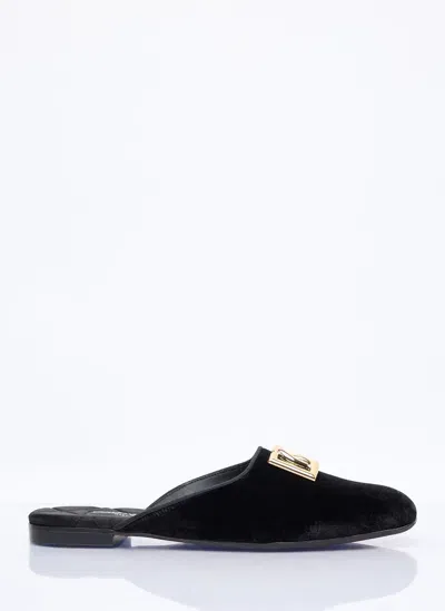 Dolce & Gabbana Velvet Mules In Black