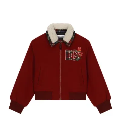 Dolce & Gabbana Kids' Virgin Wool-blend Logo Jacket In Red