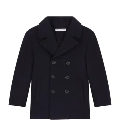 Dolce & Gabbana Kids' Virgin Wool-blend Pea Coat In Black