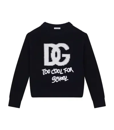 Dolce & Gabbana Kids' Virgin Wool Logo Sweater In Black