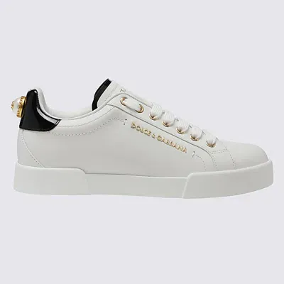 Dolce & Gabbana Portofino Mini Metallic Pink Sneakers In White