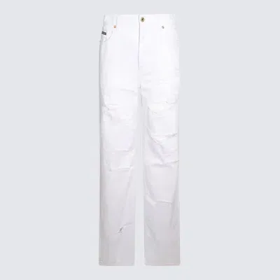 Dolce & Gabbana White Denim Boyfriend Jeans In Variante Abbinata