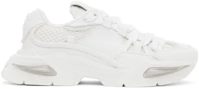 Dolce & Gabbana White Mixed-material Airmaster Sneakers In 89642 Bianco/bianco