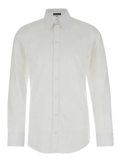 Dolce & Gabbana White Pointed Collar Shirt In Cotton Man