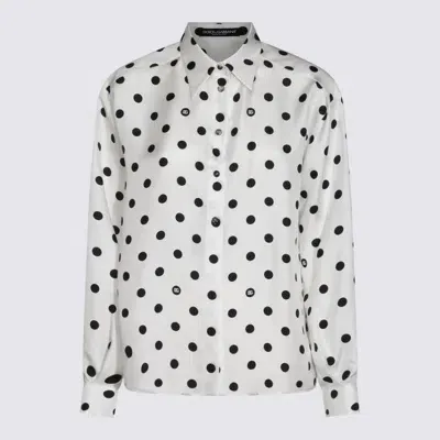 Dolce & Gabbana White Silk Shirt In Pois White/black