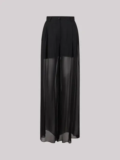 Dolce & Gabbana Loose Black Pants With Detachable Culottes In Stretch Silk Chiffon Woman