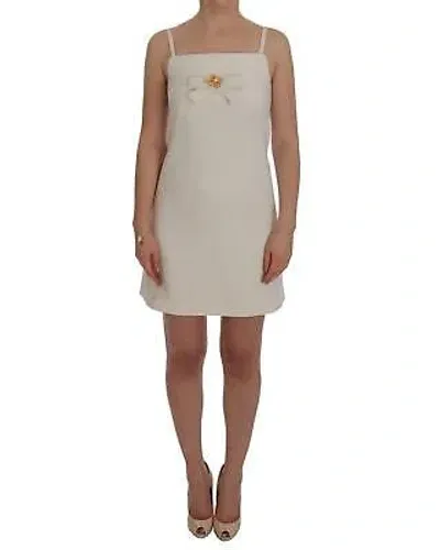 Pre-owned Dolce & Gabbana Woll-stretch-brosche-etuikleid - Dresses - White -size 46 In Weiss