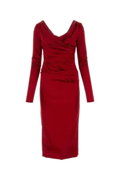 Dolce & Gabbana Red Stretch Acetate Blend Dress In Multicolor