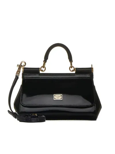 Dolce & Gabbana Woman's Sicily Black Patent Classic Handbag