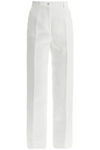 Dolce & Gabbana Women's Brocade Cigarette Pants In Bianco