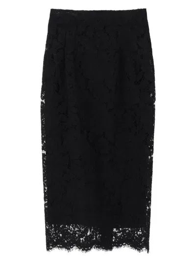 Dolce & Gabbana Women's Lace Pencil Skirt With Tube Silhouette In Black