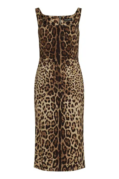 Dolce & Gabbana Leo Print Dress In Black