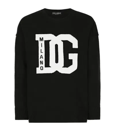 Dolce & Gabbana Wool-blend Logo Sweater In Black