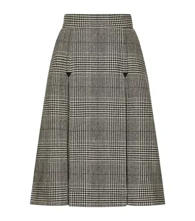 Dolce & Gabbana Wool-blend Plaid Midi Skirt In Gray