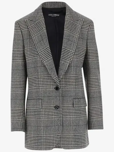 Dolce & Gabbana Wool Blend Single-breasted Jacket In Beige