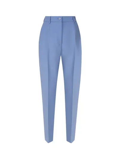 Dolce & Gabbana Wool Crepe Trousers In Blue