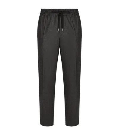 Dolce & Gabbana Wool Drawstring Sweatpants In Black