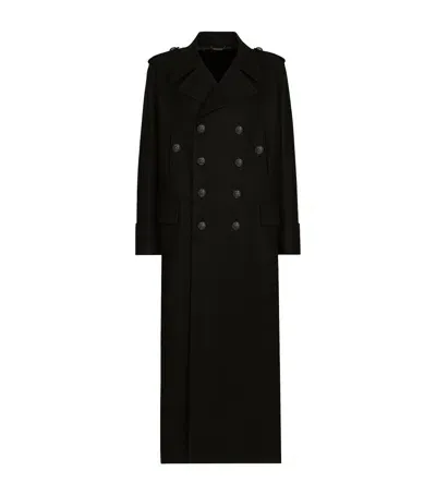 Dolce & Gabbana Wool Miltary Coat In Black