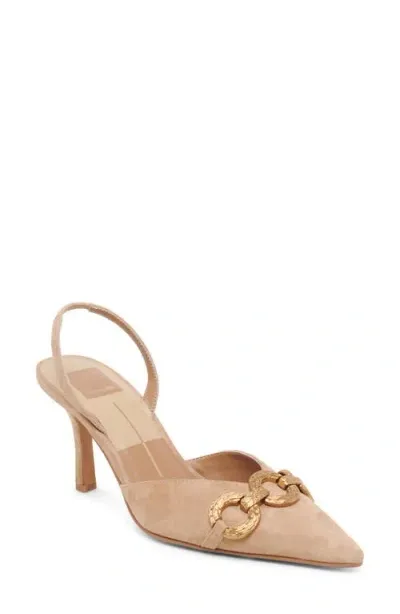 Dolce Vita Haylee Slingback Pointed Toe Pump In Camel Suede