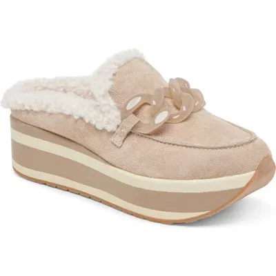 Dolce Vita Jamey Fleece Lined Platform Loafer Mule In Taupe Suede